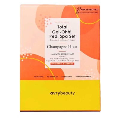 AvryBeauty Total Gel-Ohh 5 Step Pedi Spa Set- Champagne Toast