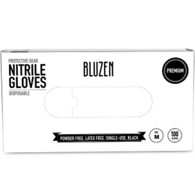 BluZen Gloves Disposable 4ml - Black 100 ct. Case/10 Each Medium