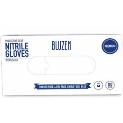BluZen Gloves Disposable 4ml - Blue 100 ct. Case/10 Each Medium