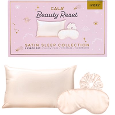 Cala Products Beauty Reset Satin Sleep Set - Ivory 3 pc.