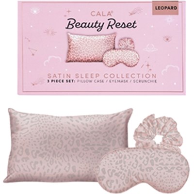Cala Products Beauty Reset Satin Sleep Set - Pink Leopard 3 pc.