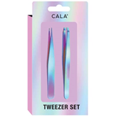 Cala Products Iridescent Tweezers - Slanted and Pointed 2 pc.