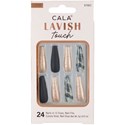 Cala Products Lavish Touch Nail Kit - Long Coffin Marble/Blackk/Glitter 24 pc.