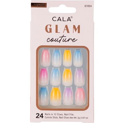Cala Products Glam Couture Nail Kit - Medium Coffin French With Color 24 pc.