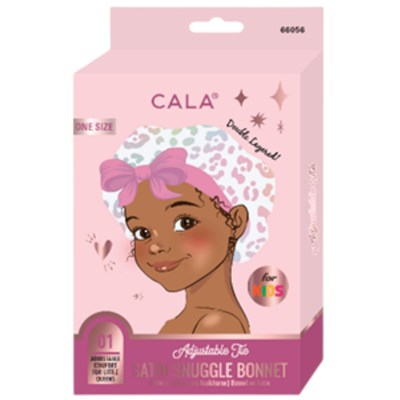 Cala Products Adjustable Tie Satin Snuggle Bonnet For Kids - Rainbow Leopard