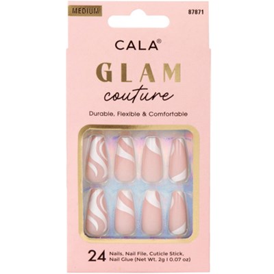 Cala Products Glam Couture - Med Coffin Nail Kit-Swirls Printed 24 pc.