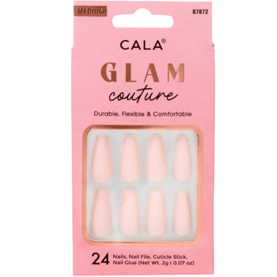 Cala Products Glam Couture - Med Coffin Nail Kit-Pink Matte 24 pc.