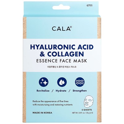 Cala Products Hyaluronic Acid & Collagen Essence Face Mask 5 pk.
