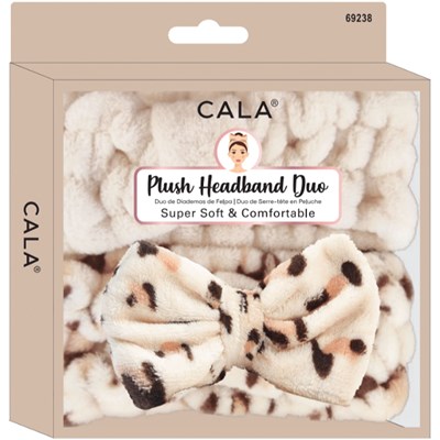 Cala Products Plush Head Band Duo - Beige/Leopard
