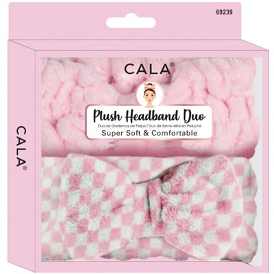 Cala Products Plush Head Band Duo - Pink/Checkerboard