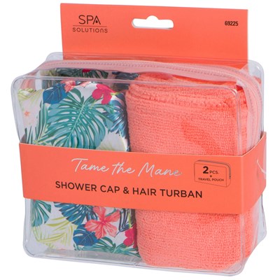 Cala Products Shower Cap & Turban Set - Tropical 2 pc.
