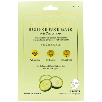 Cala Products Refreshing Essence Face Mask With Cucumber 10 pk.