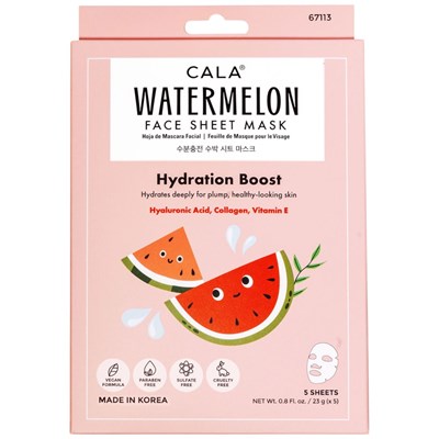 Cala Products Watermelon Face Sheet Mask 5 pk.