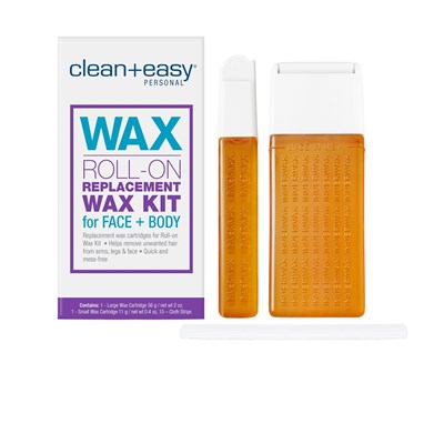Clean + Easy Roll-On Replacement Wax Kit for Face & Body 19 pc.