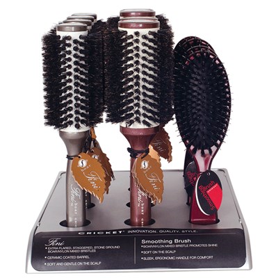 Cricket Universal Brush Display - Fini Boar/Nylon & Smoothing Boar Nylon 12 pc.
