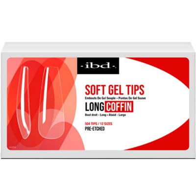 I.B.D. Clear Soft Gel Tips - Long Coffin