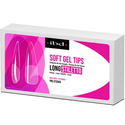 I.B.D. Clear Soft Gel Tips - Long Stiletto