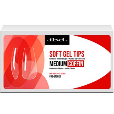 I.B.D. Clear Soft Gel Tips - Medium Coffin