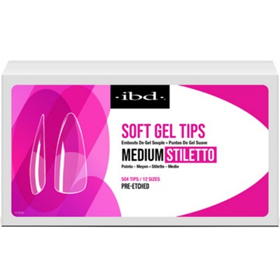 I.B.D. Clear Soft Gel Tips - Medium Stiletto