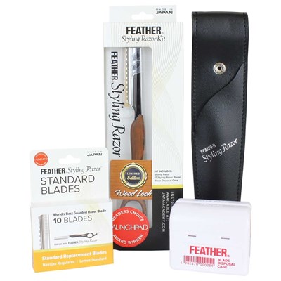 Jatai Feather Styling Razor Kit - Wood Look