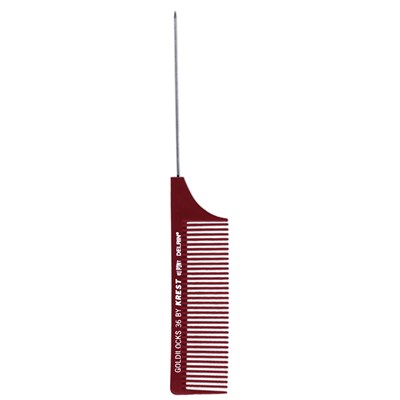 Krest Combs G36- Burgundy Goldilocks Coarse Long Tooth Penerating Weaving Foiling Rattail Stainless Steel Pin Co 8.5 inch