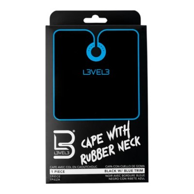 L3VEL3 Professional Cutting Cape Rubber Black With Blue Trim