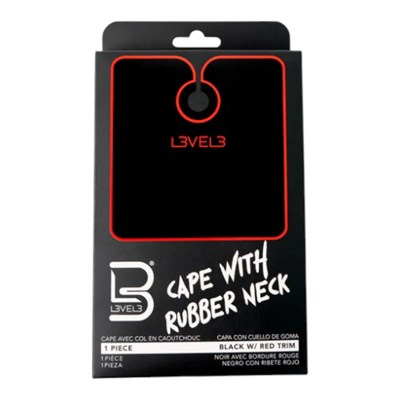 L3VEL3 Professional Cutting Cape Rubber Black With Red Trim