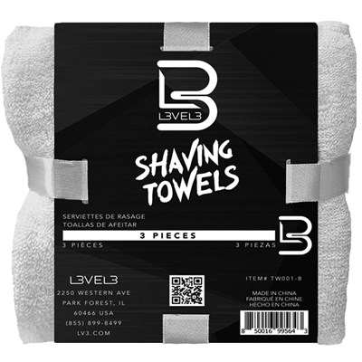 L3VEL3 Facial Towels - White 3 pc.