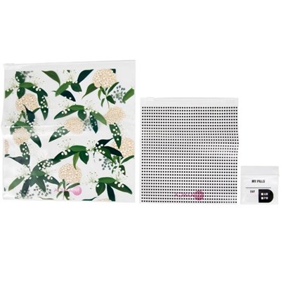 MIAMICA Resealable Bags - Black White Floral Dot