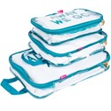 MIAMICA Clear Packing Cubes Set - Teal 3 pc.