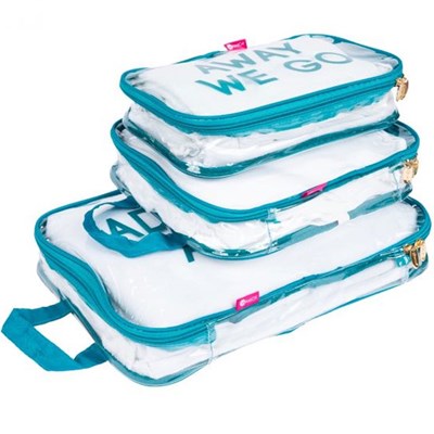 MIAMICA Clear Packing Cubes Set - Teal 3 pc.