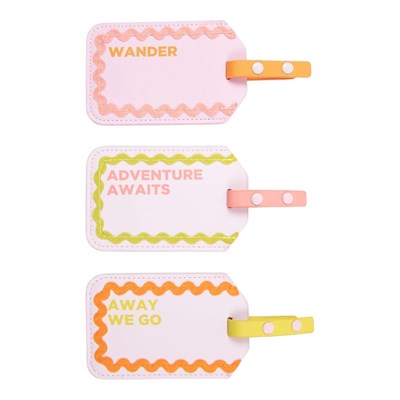 MIAMICA Luggage Tags - Pink Ric Rac 3 pc.