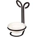 Spectrum Diversified Designs Leaf Spoon Rest with White Ceramic Dish - Bronze