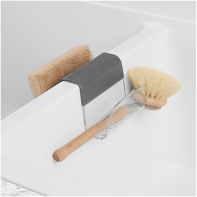 Spectrum Diversified Designs Cora Sponge & Brush Sink Saddle - Gray/Clear