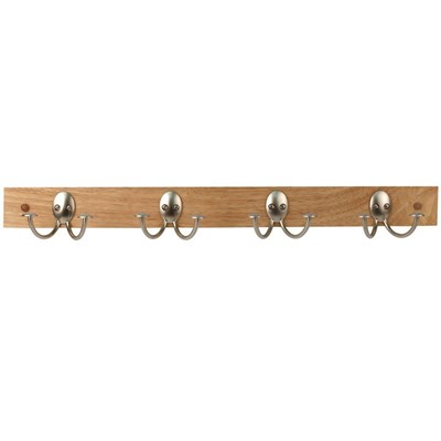 Spectrum Diversified Designs Stratford Wood Rack Maple 4 Double Hook - Satin Nickel