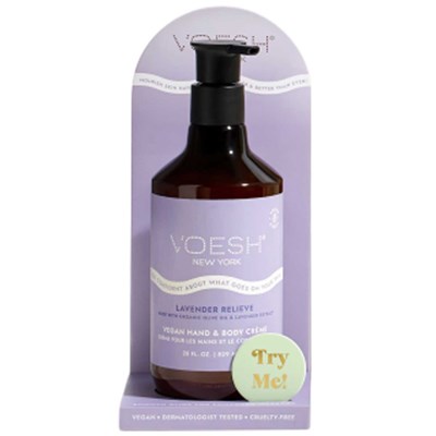 Voesh New York Tester Stands for Hand & Body Creme 28 oz. Pump Lavender Relieve