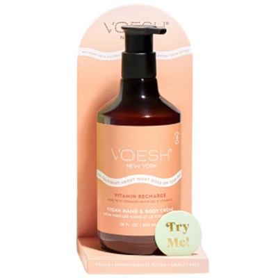 Voesh New York Tester Stands for Hand & Body Creme 28 oz. Pump - Vitamin Recharge